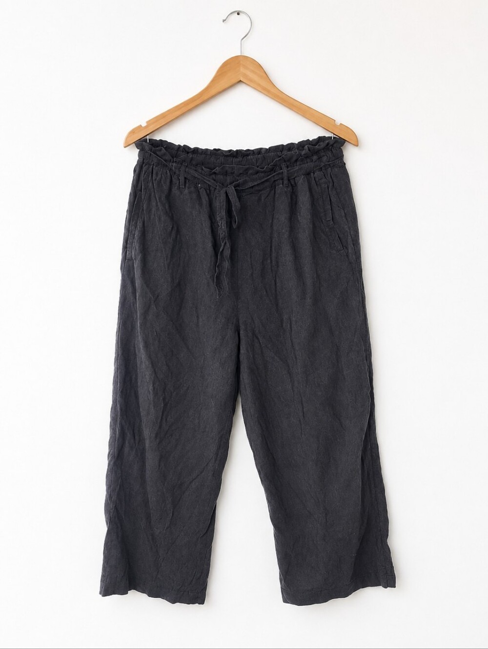 TENCEL Relaxed Fit Drawstring Pants Women's Black Wide Leg Pull-On Casual Comfy - Picture 3 of 5